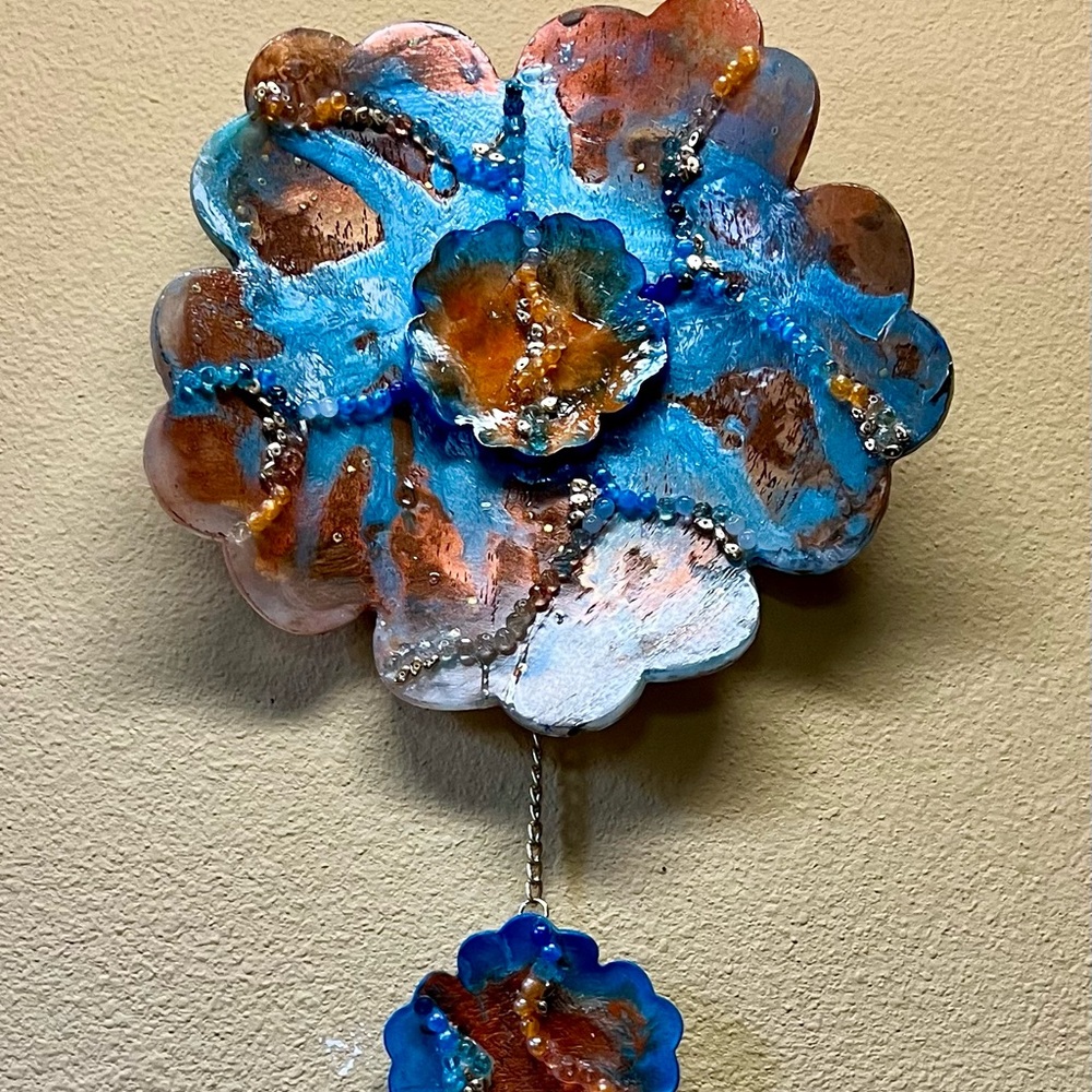 Artistic Blue and Brown Wall Accent